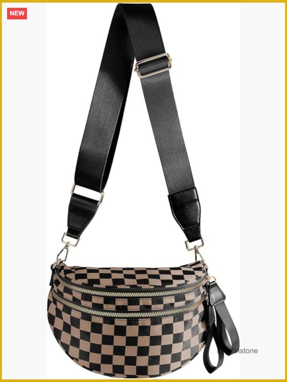 Checkered Crossbody Bag Fanny Pack with Adjustable Strap Polyester